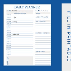 PDF Printable Daily Planner | Schedule Planner | Instant Download PDF ...