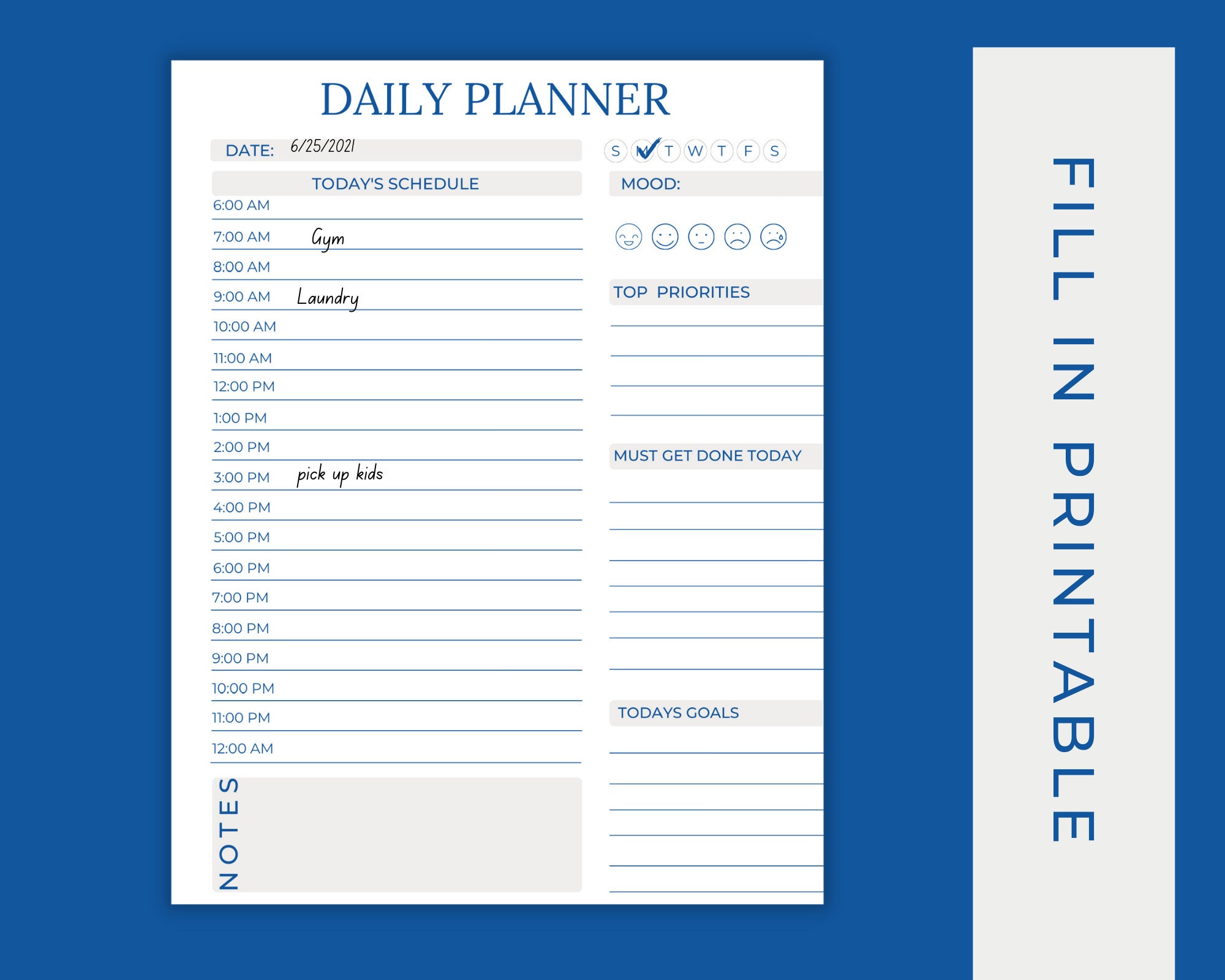PDF Printable Daily Planner Schedule Planner Instant - Etsy