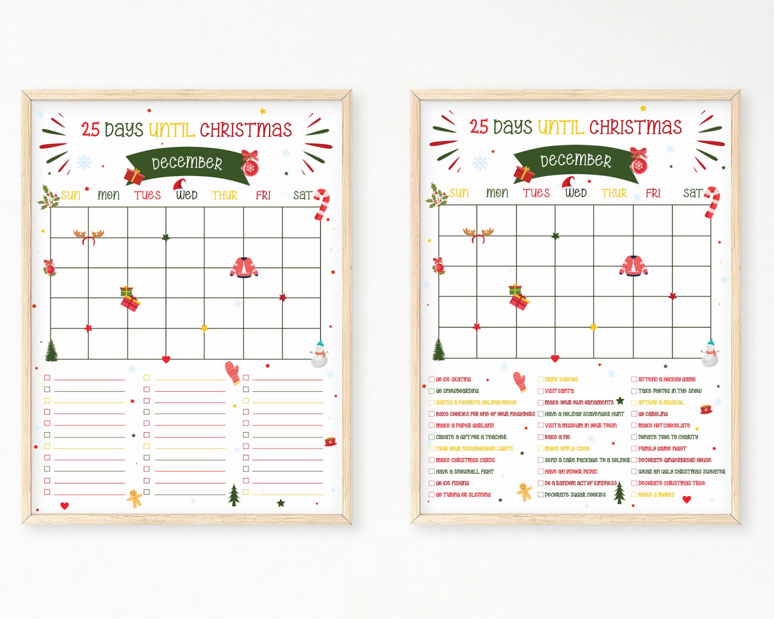 25 Days Until Christmas Printable Calendar Fill in Christmas Etsy