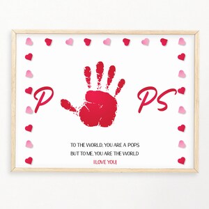 Pops Handprint Art, Baby Toddler Kids Crafts, Memoria De Recuerdo, Tarjeta Imprimible, Recuerdo De Memoria, Pops Tarjeta de San Valentín, Descarga Instantánea