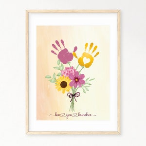 Love You Bunches Mother&#39;s Day Flower Handprint Craft, Baby Toddler Kids Art Crafts, Mother&#39;s Day Flowers Keepsake, DIY Kids Spring Activity