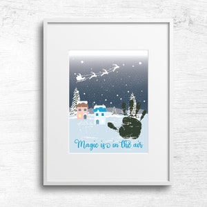 Christmas Village Handprints Footprints, Baby Toddler Kids Art Crafts, First Christmas, DIY Keepsake, Xmas Printable, Christmas Activity