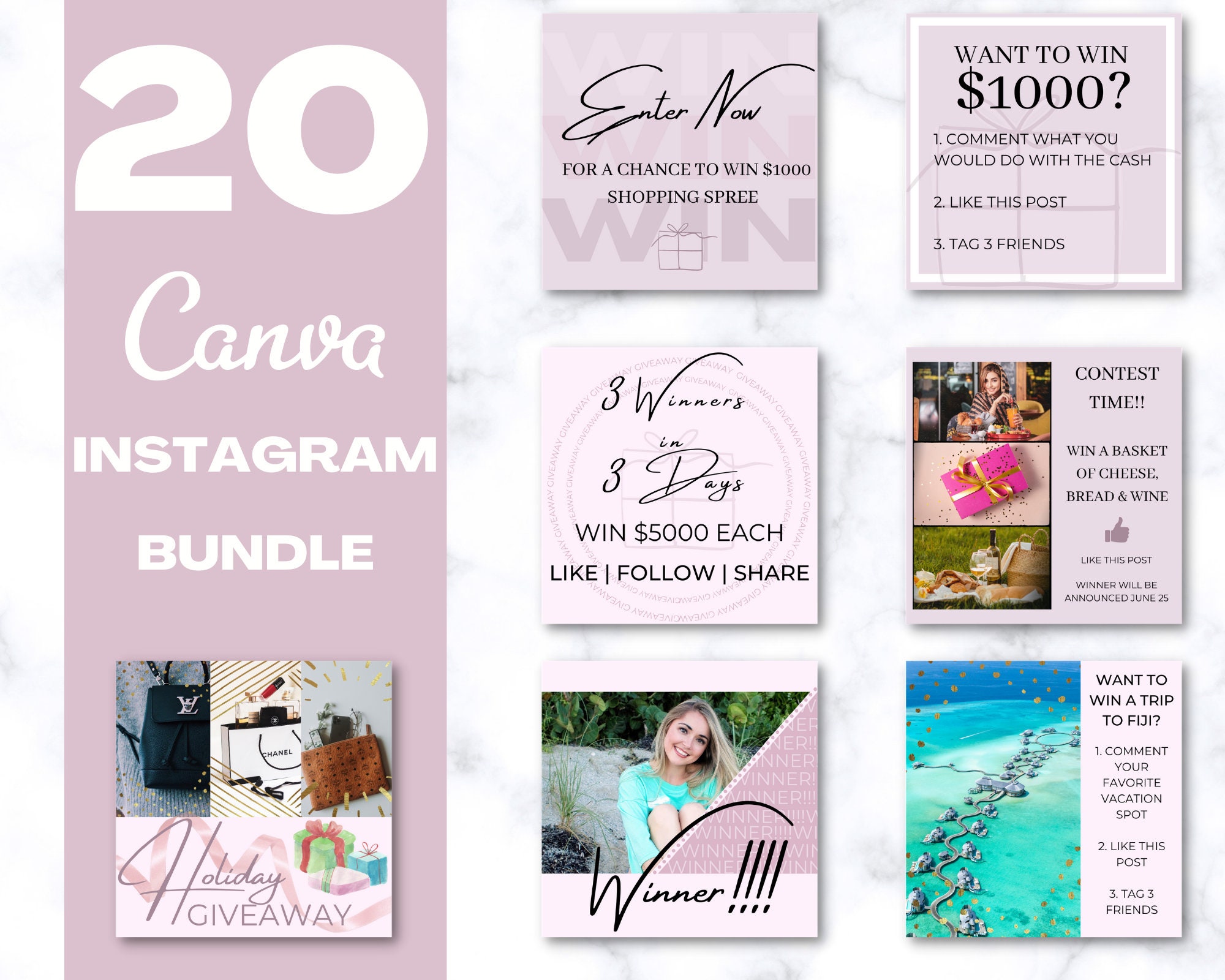 20 Instagram Posts Giveaway/Winner Templates Bundle -  Portugal