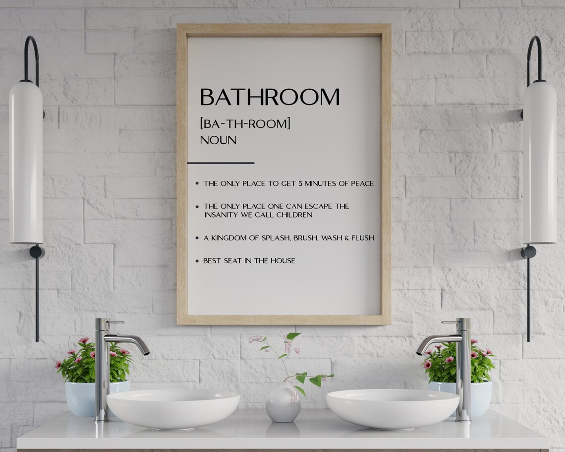 Bathroom Definition Wall Art Bathroom Rules Wall Art Etsy