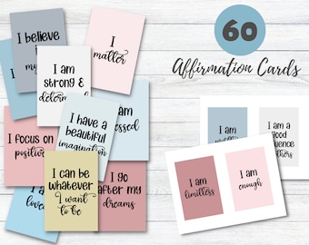 60 Positive Affirmation Cards, Inspirational Bundle, Vision Board Printable, Encouragement Cards, Printable Affirmations, Daily Affirmations