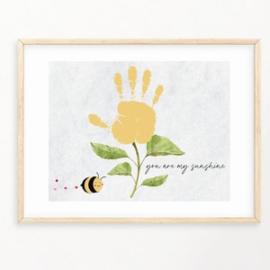 Você é meu Sunshine Handprint Art imprimível, artesanato de arte infantil para bebês, cartão de dia dos namorados, lembrança de memória DIY, artesanato de dia dos namorados