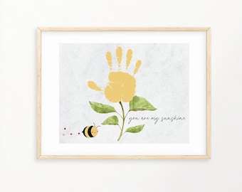 You are my Sunshine Handprint Art Printable, Baby Toddler Kids Art Craft, Valentine's Day Card, DIY Memory Keepsake, Valentine's Day Craft