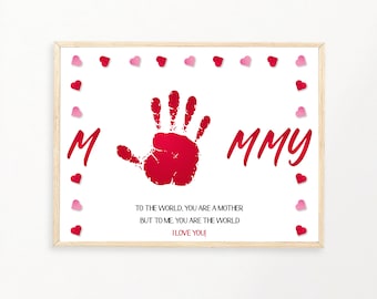 Mommy Love Handprint Art, DIY Kids Craft, Mother's Day Mommy Handprint, Mommy Card, Keepsake Memory Print, Baby Kids Toddler, Digital Art