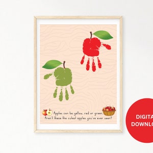 Apfel Herbst Handabdruck Kunst, DIY Kinder Basteln, Apfel Handabdruck Erinnerung, Herbst Handabdruck Kunst, Apfel Aktivität, Herbst Basteln, Sofortiger Download