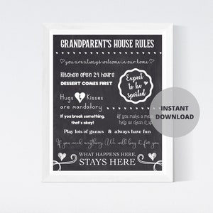 Grandparents House Rules, Printable, Birthday & Christmas Gift For Grandma Grandpa, Gift For Grandparents, Home Decor, Instant Download