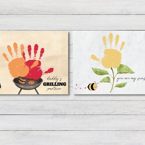 Daddy's Grilling Partner Handprint, You Are My Sunshine Handprint, DIY Kids Craft, Watercolor Handprint, Handprint Art Bundle, Kids Activity