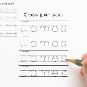 Name Trace Worksheet | First Name | Last Name | Digital File | Printable for Preschoolers and Kindergartners | Dotted Tracing Letters