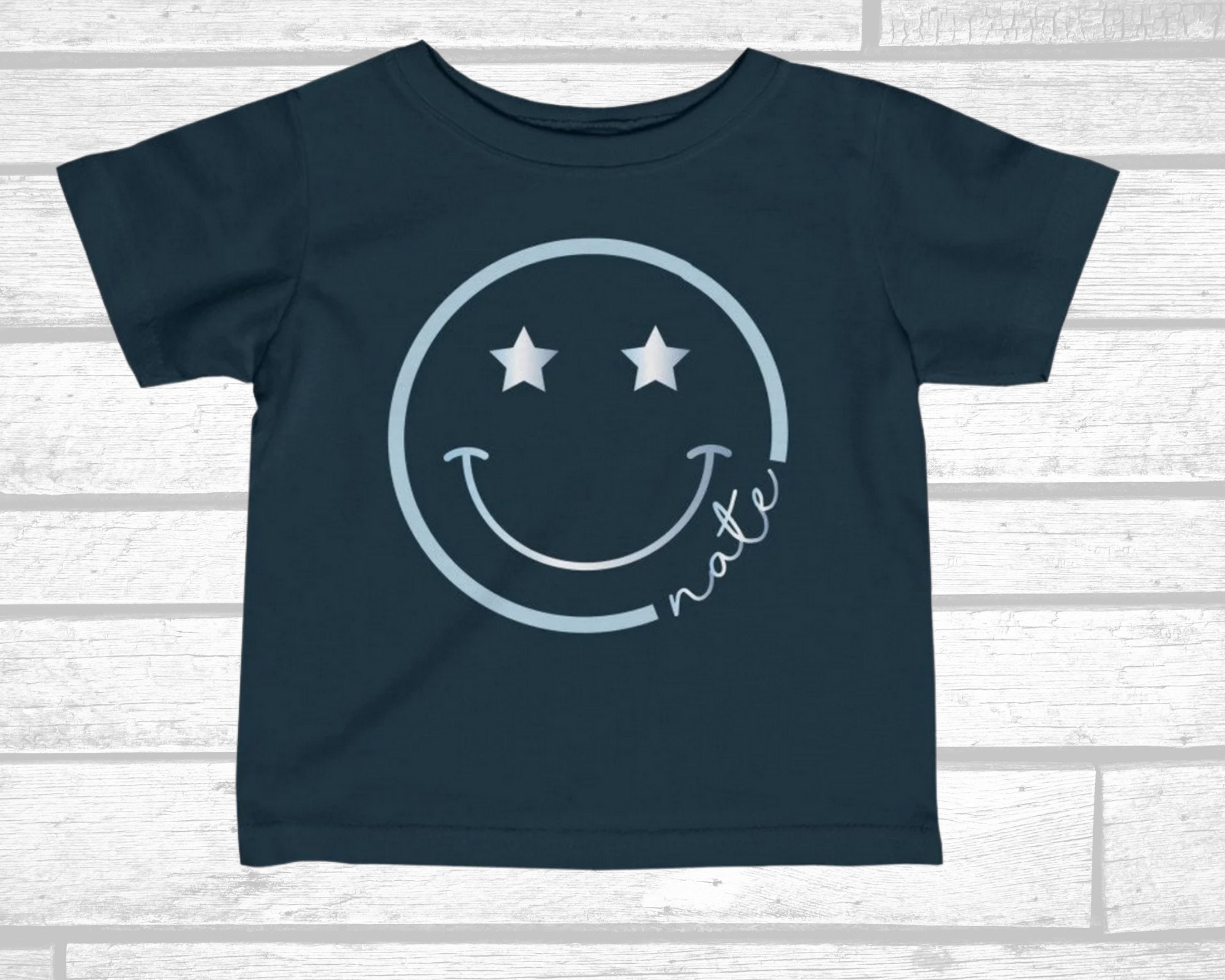【oan】Smile Lettering Short Sleeve T-shirt Men's Plum Blossom Japanese Letter Graphic Printed Short