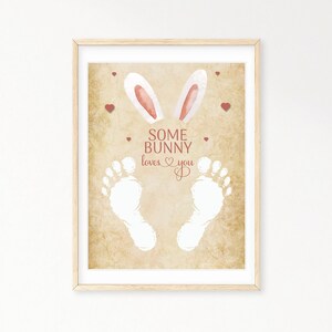Un lapin t'aime artisanat d'empreintes de pas de Pâques, artisanat d'art pour bébé tout-petits enfants, souvenir de Pâques, activité de Pâques pour enfants bricolage, impression de cartes de Pâques bricolage