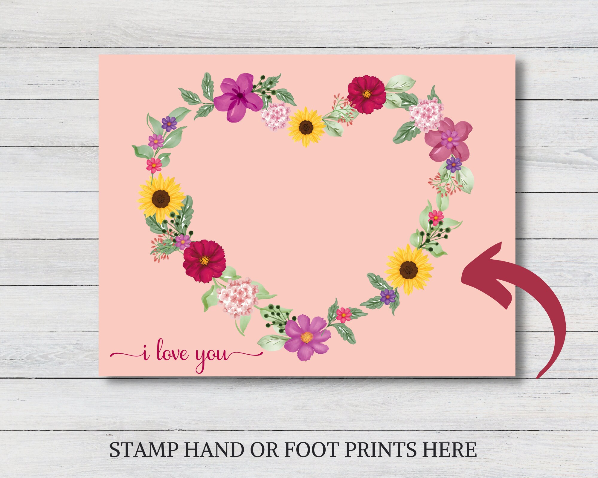 I Love You Flowers Heart Mother's Day Handprint Craft, Baby