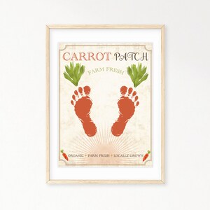 Carrot Patch Easter Footprint Craft, Baby Toddler Kids Art Craft, Easter Keepsake, DIY Kids Easter Activity, DIY Easter Card, Easter Kid Art