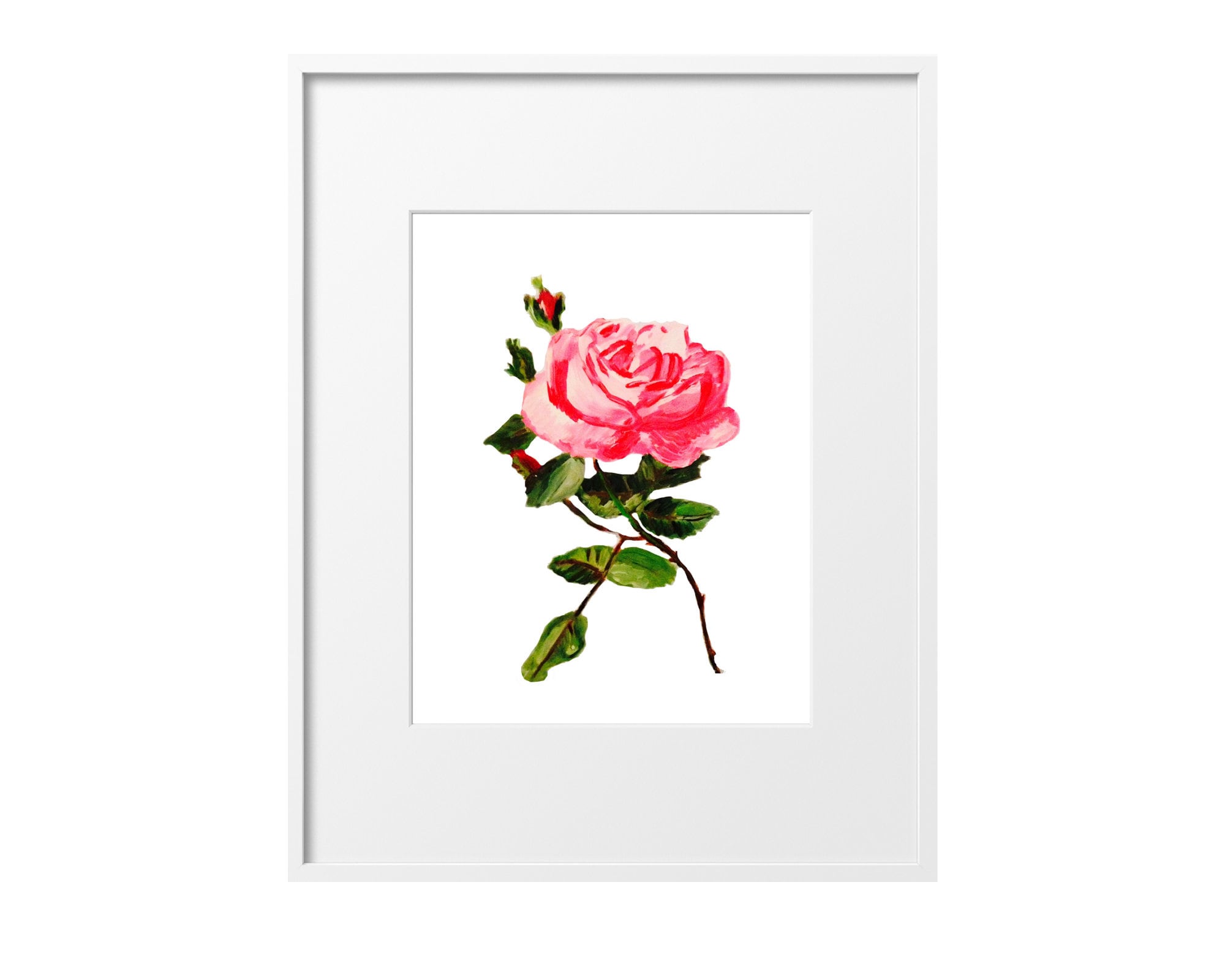 Pink Rose Wall Art, Rose Art Decor, Wall Art, Rose Painting Flower ...