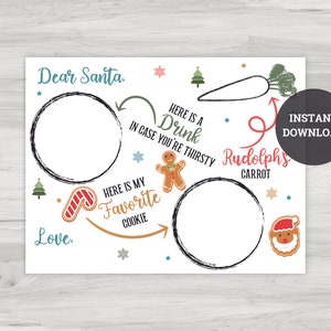 Santa Cookie Tray, Christmas Placemat, Santa Cookie And Milk Tray, Christmas Decor, Christmas Eve, Santa Kids Placemat, Instant Download