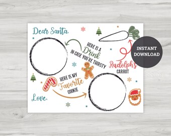 Santa Cookie Tray, Christmas Placemat, Santa Cookie And Milk Tray, Christmas Decor, Christmas Eve, Santa Kids Placemat, Instant Download