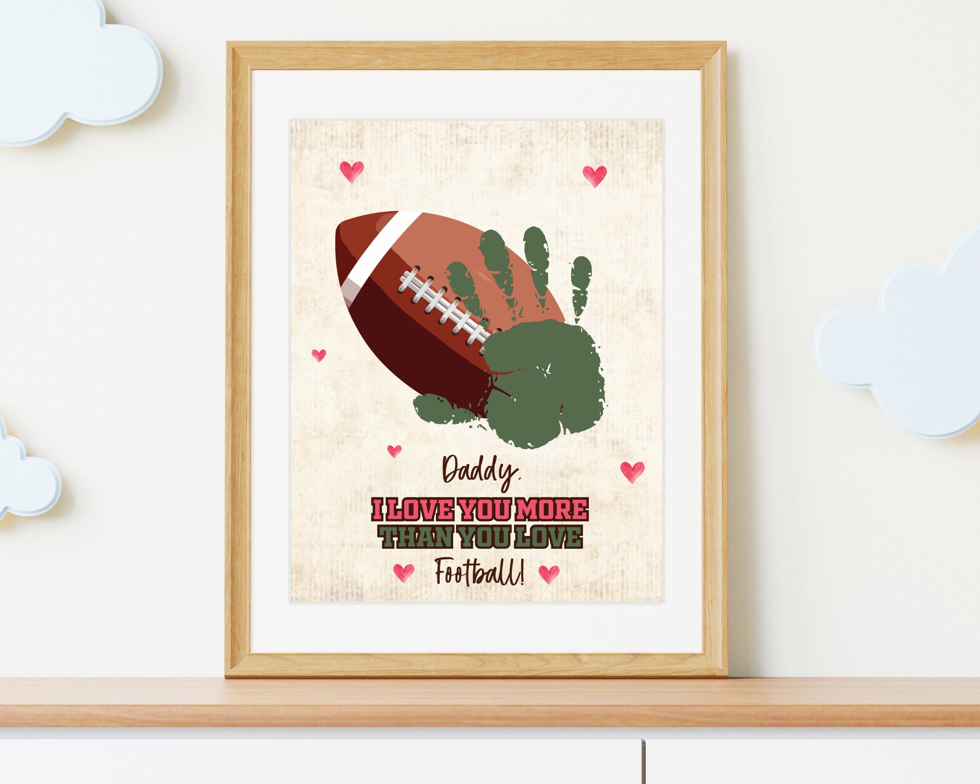 Football Lover Dad Handprint Art Print, Father's Day Handprint…