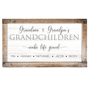 Custom Gift for Grandparents from Grandchildren, Sign with Names, Personalized Grandma Gift, Make life Grand, Wall Decor, Digital Download