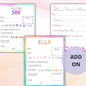 Dies ist ein Add on für Camp Stationery | Personalisieren Sie mit dem Namen Ihres Kindes | Nur Add On
