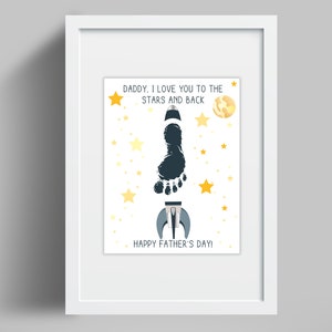 Cadeau voor papa, handafdruk kunst, DIY Kids Craft, Space Footprint Craft, Cadeau voor man, Cadeau van kinderen, Papa Cadeau, Handafdruk Aandenken Afdrukbaar