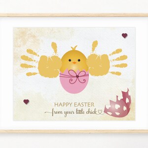 Feliz Pascua de tu pequeño pollito Handprint Craft, Baby Toddler Kids Art Craft, DIY Kids Easter Activity, DIY Easter Card, Easter Kid Art