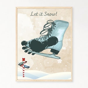 Let it Snow Ice Skates Handprint Art, Xmas Printable, Christmas Craft Memory Keepsake, Christmas Kid Craft, Christmas Card Craft Activity