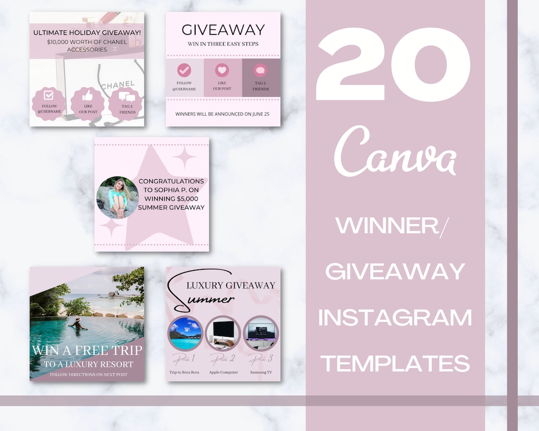 20 Instagram Giveaway/winner Templates Bundle Instagram Feed