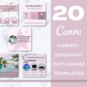 20 Instagram Giveaway/Winner Templates Bundle | Instagram Feed Template | Instagram Canva Template | Marketing Template | Digital Download