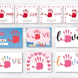 Lot de 10 empreintes de mains d'amour, bricolage pour enfants, empreinte de main de maman papa grand-mère, carte de Saint-Valentin, souvenir de mémoire, bébé enfant tout-petit