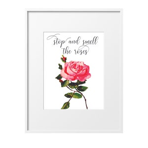 Fermati e annusa le rose, decorazione artistica da parete con rose, arte da parete, stampa floreale con pittura rosa, decorazioni per la casa, stampa artistica, rosa rosa, download istantaneo