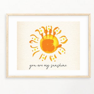 Eres mi Sunshine Handprint Art Printable, Baby Toddler Kids Art Craft, Tarjeta de San Valentín, DIY Memory Keepsake, DIY Summer Kid Crafts