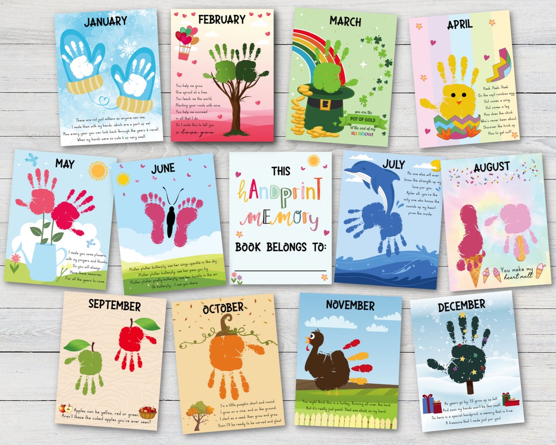 Handprint Memory Book Art Bundle DIY Kids Crafts Handprint Etsy