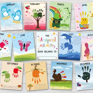 Handprint Memory Book Art Bundle, DIY Kids Crafts, Handprint Keepsake Memory, Months Handprint, Toddler Activity, Baby First Year, Handprint