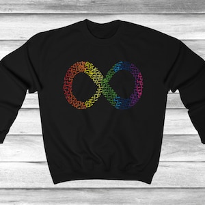 Love Infinity Rainbow Unisex Heavy Blend Crewneck Sweatshirt, Womens Autism Sweatshirt, Autism Awareness, Autism Acceptance, Special Needs