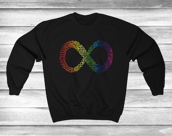 Love Infinity Rainbow Unisex Heavy Blend Crewneck Sweatshirt, Womens Autism Sweatshirt, Autism Awareness, Autism Acceptance, Special Needs