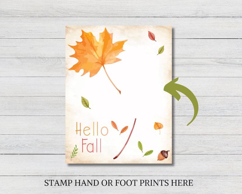 Hello Fall Handprint Art, Baby Toddler Kids Art Craft, DIY Fall Craft ...
