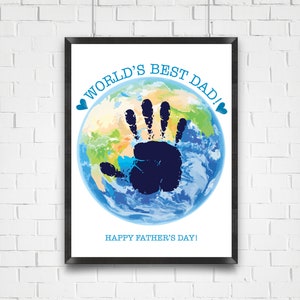 World&#39;s Best Dad Handprint, Father&#39;s Day Handprint, Baby Toddler Kids Art Craft, DIY Father&#39;s Day Printables, Keepsake Memory, Dad Printable