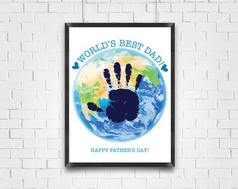 World's Best Dad Handprint, Father's Day Handprint, Baby Toddler Kids Art Craft, DIY Father's Day Printables, Keepsake Memory, Dad Printable