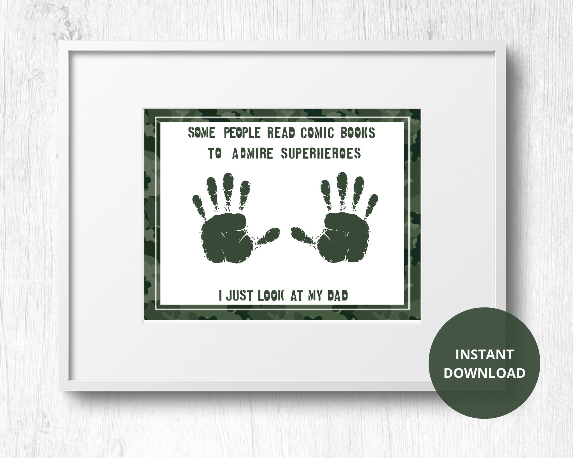Superhero Dad Handprint, Army Dad Hand Print Art, DIY Printable,…