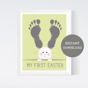 Tarjeta de conejito de Pascua, mis primeras manualidades de Pascua para niños, actividad de manualidades artísticas para bebés y niños pequeños, imprimible, recuerdo de bricolaje, descarga instantánea