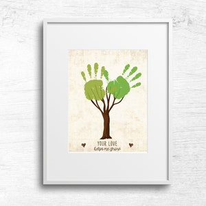 Your Love Helps Me Grow Handprint Card, Baby Toddler Kids Art Crafts, DIY Keepsake Memory, Handprint Craft for Kids, Tree Handprint Activity