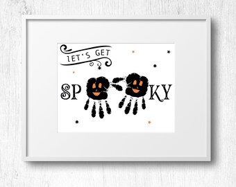 Vamos a obtener spooky Halloween Handprint Activity, Decoración de Halloween, Toddler Baby Kids DIY Crafts, Halloween Handprints, Halloween Spooky Crafts