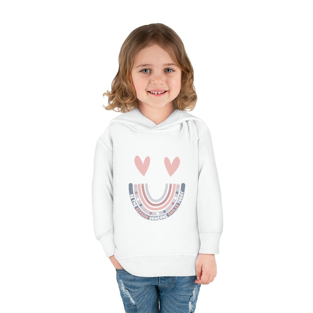 Be the Reason Someone Smiles Today Toddler Pullover Fleece Hoodie, Graphics Sweatshirt, Rainbow Hearts, Toddler Girl, Toddler Boy