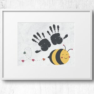 Bee Spring Hand Print Art Activity, DIY handprint Printable, Toddler Art Activity, Easter Toddler Craft, Handprint Crafts, Spring Keepsake