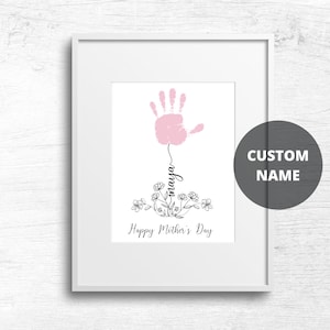 Custom Name Spring Flower Mother's Day Card Art Craft, Mother's Day, Personalize Name, Toddler Baby Kids Memory Keepsake, Printable Card