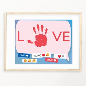 Amore Emoji Handprint Arte, Baby Toddler Bambini Artigianato d'arte, Ricordo memoria, Carta stampabile, Ricordo di memoria fai-da-te, Stampa di San Valentino, Arte digitale