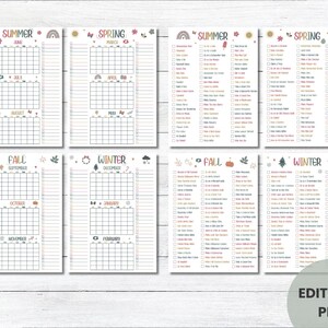 Spring Summer Fall Winter Printable Calendar, Kids Activities Calendar ...